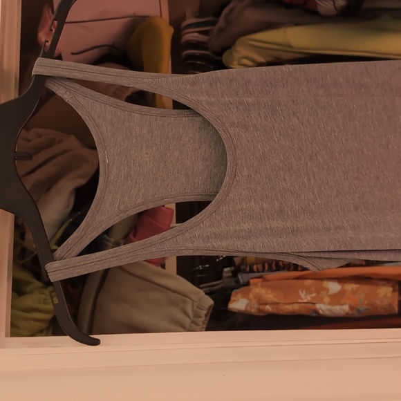 Lululemon 10 grey halter scoop neck summer tank dress double slit long full leng - Picture 7 of 9